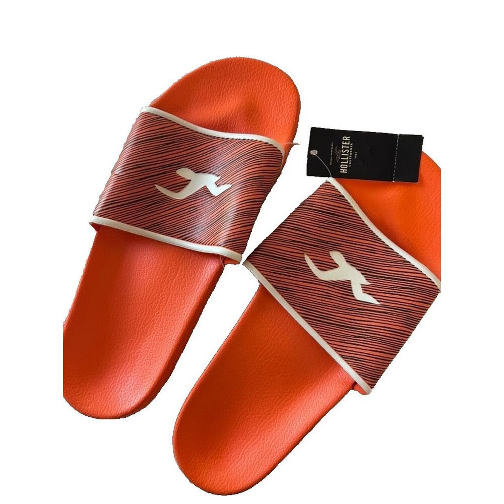 Hollister Sandals Men Medium Size 10/11 Orange Slippers Flip Flops New